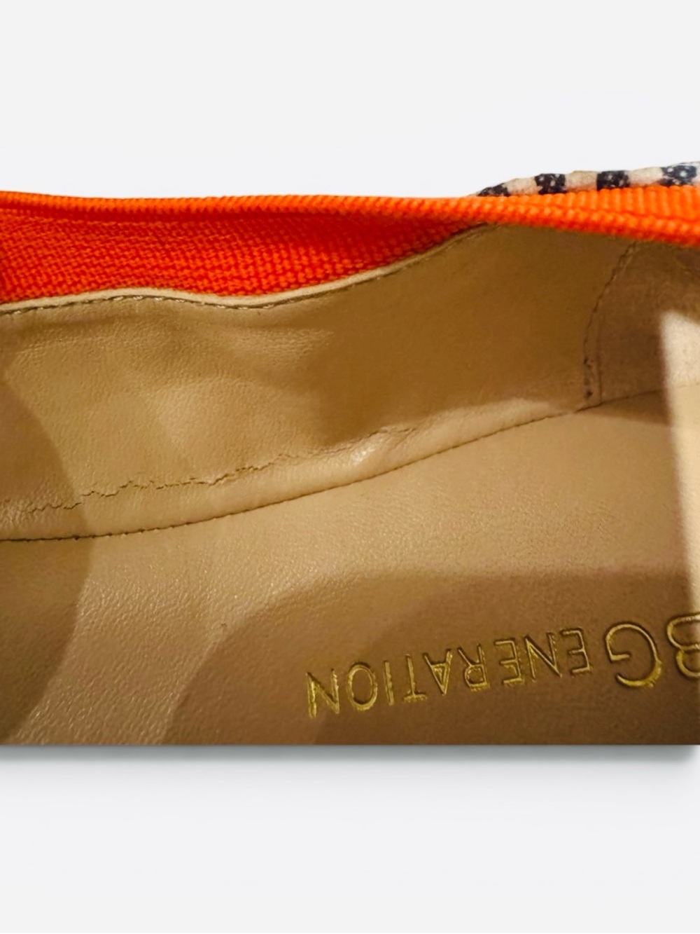 BCBGeneration Moneli-X Navy/White/Tangerine Striped Ballet Flat - Picture 6 of 11
